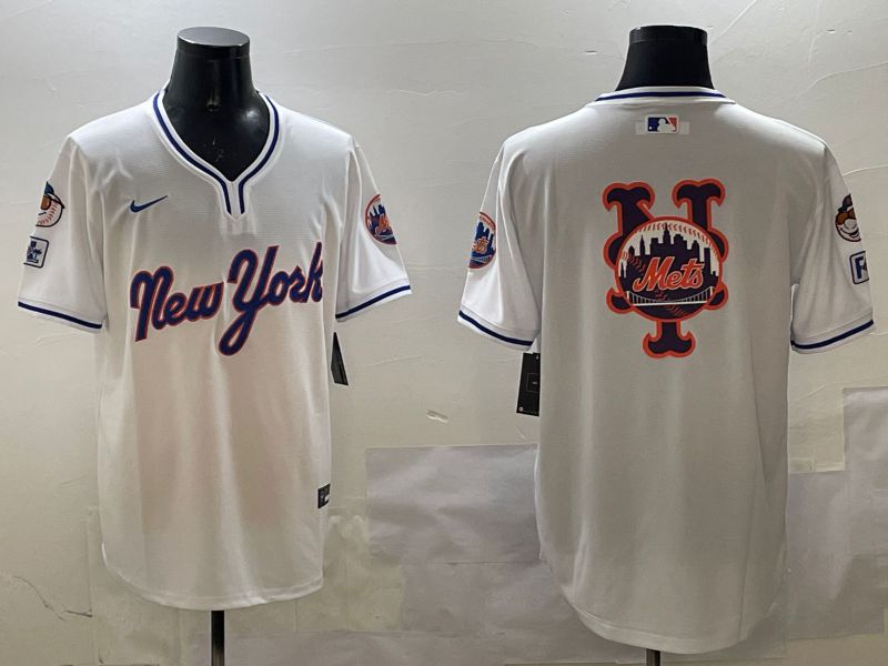 Men New York Mets Blank White Throwback Game 2025 Nike MLB Jersey style 5